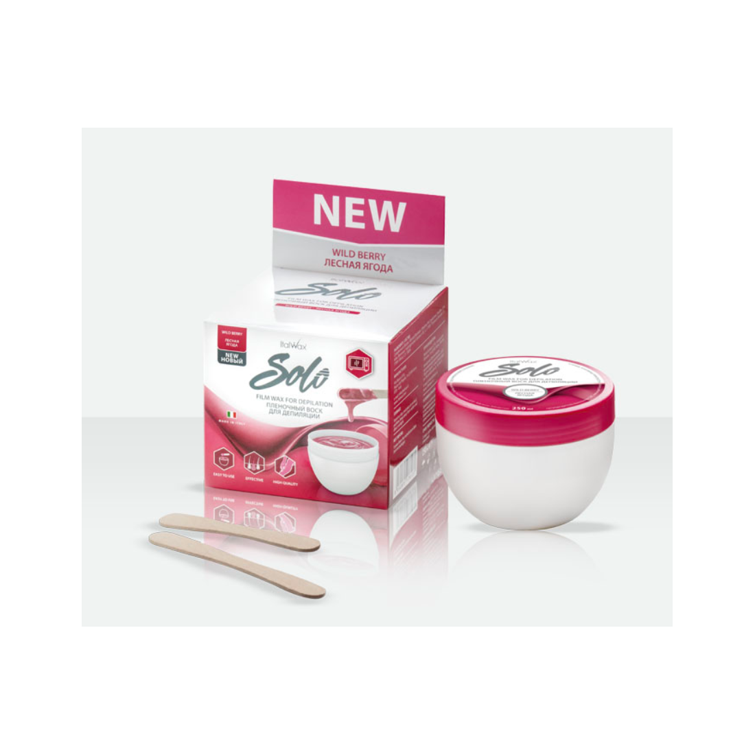 Italwax vaškas depiliacijai plastikiniame indelyje "SOLO WILD BERRY" 250 ml