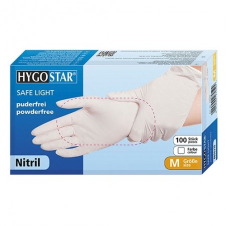Vienkartinės nitrilinės pirštinės HYGOSTAR, baltos spalvos, 100vnt.