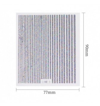 Nagų dizaino lipdukai - juostelės sidabrinės