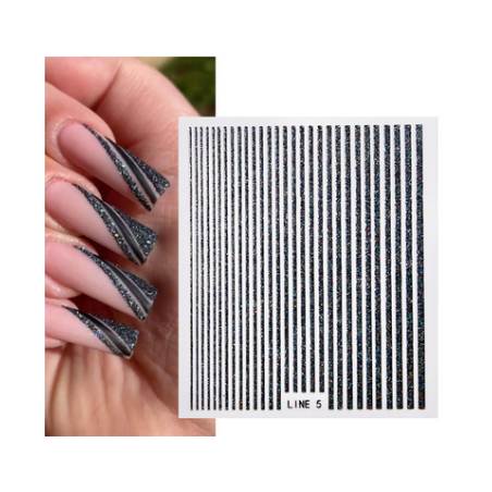 Nagų dizaino lipdukai - juostelės juodos
