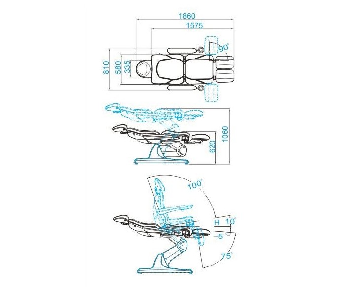 KOSMETOLOGINIS ELEKTRINIS FOTELIS AZZURRO 870S PEDI 3  CAPUČINO