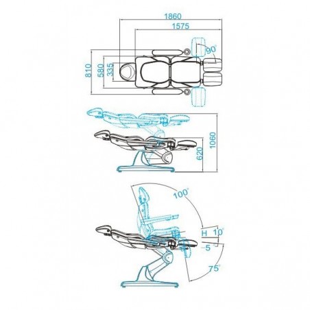 KOSMETOLOGINIS ELEKTRINIS FOTELIS AZZURRO 870S PEDI 3  CAPUČINO