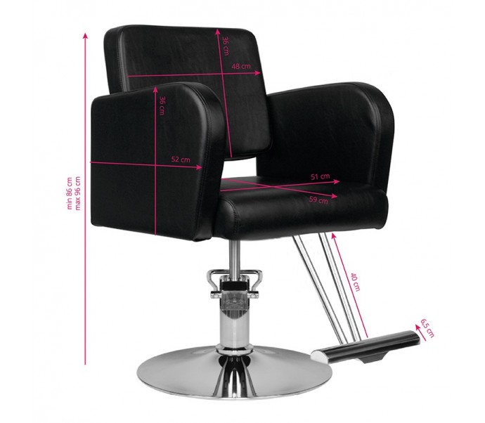 HAIR SYSTEM HS92 kirpyklos kėdė, juoda