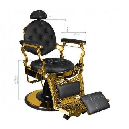 GIULIO GOLD GABBIANO Barzdaskučio krėslas, fotelis. Kirpimo kėdė barber salonui. Kliento kėdė barber kirpyklai.