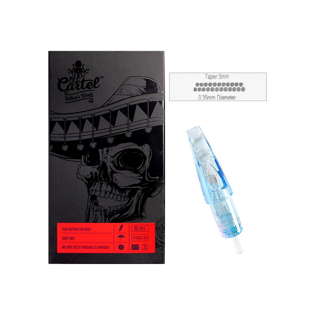 Kasetės taturuotėms bei tatuažui El Cartel 1223RM-1 10vnt. 0.35mm
