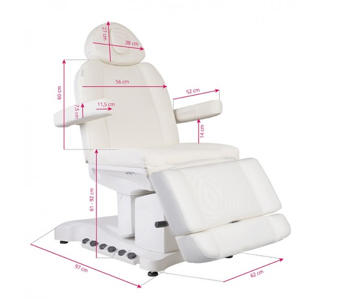 FOTEL KOSMETYCZNY ELEKTR. AZZURRO 708B EXCLUSIVE 4 SILN. PODGRZEWANY