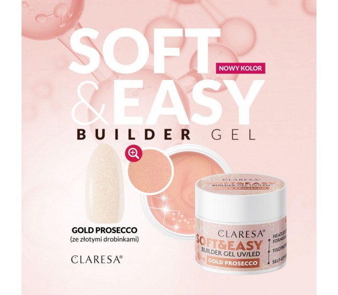 Claresa statybinis gelis Soft&Easy gold prosecco 45g