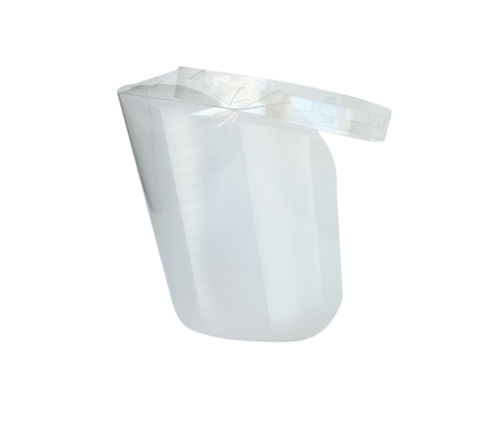 Apsauginis skaidrus veido skydas-kaukė. Plastikinis skydas veidui