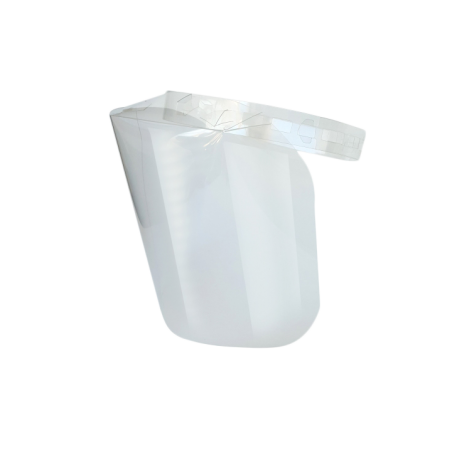 Apsauginis skaidrus veido skydas-kaukė. Plastikinis skydas veidui