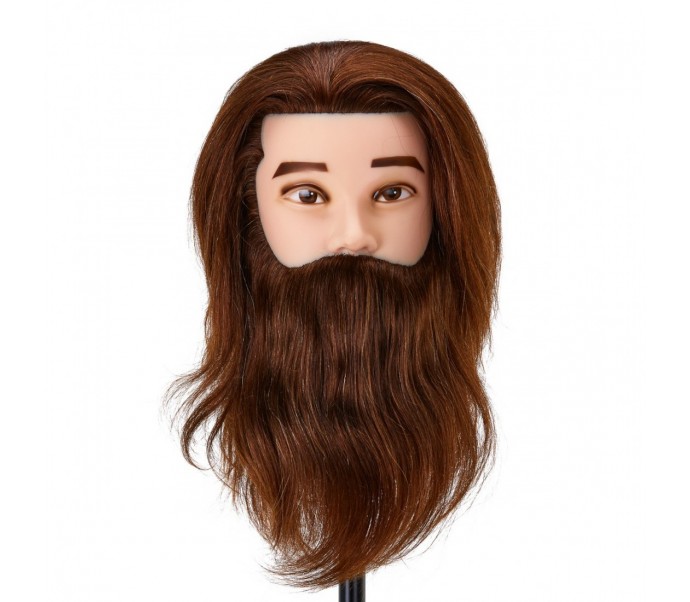 Gabbiano WZ4 treniruočių galva su barzda, natūralūs plaukai, spalva 4H, ilgis 22cm