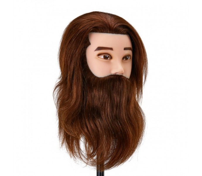 Gabbiano WZ4 treniruočių galva su barzda, natūralūs plaukai, spalva 4H, ilgis 22cm