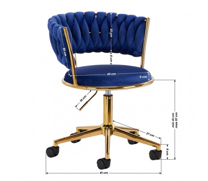 4Rico pasukama kėdė QS-GW01G aksominė tamsiai mėlyna