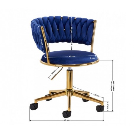 4Rico pasukama kėdė QS-GW01G aksominė tamsiai mėlyna