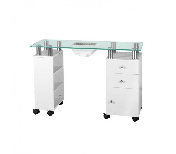 BIURKO GLASS Z POCHŁANIACZEM 013B BIAŁE