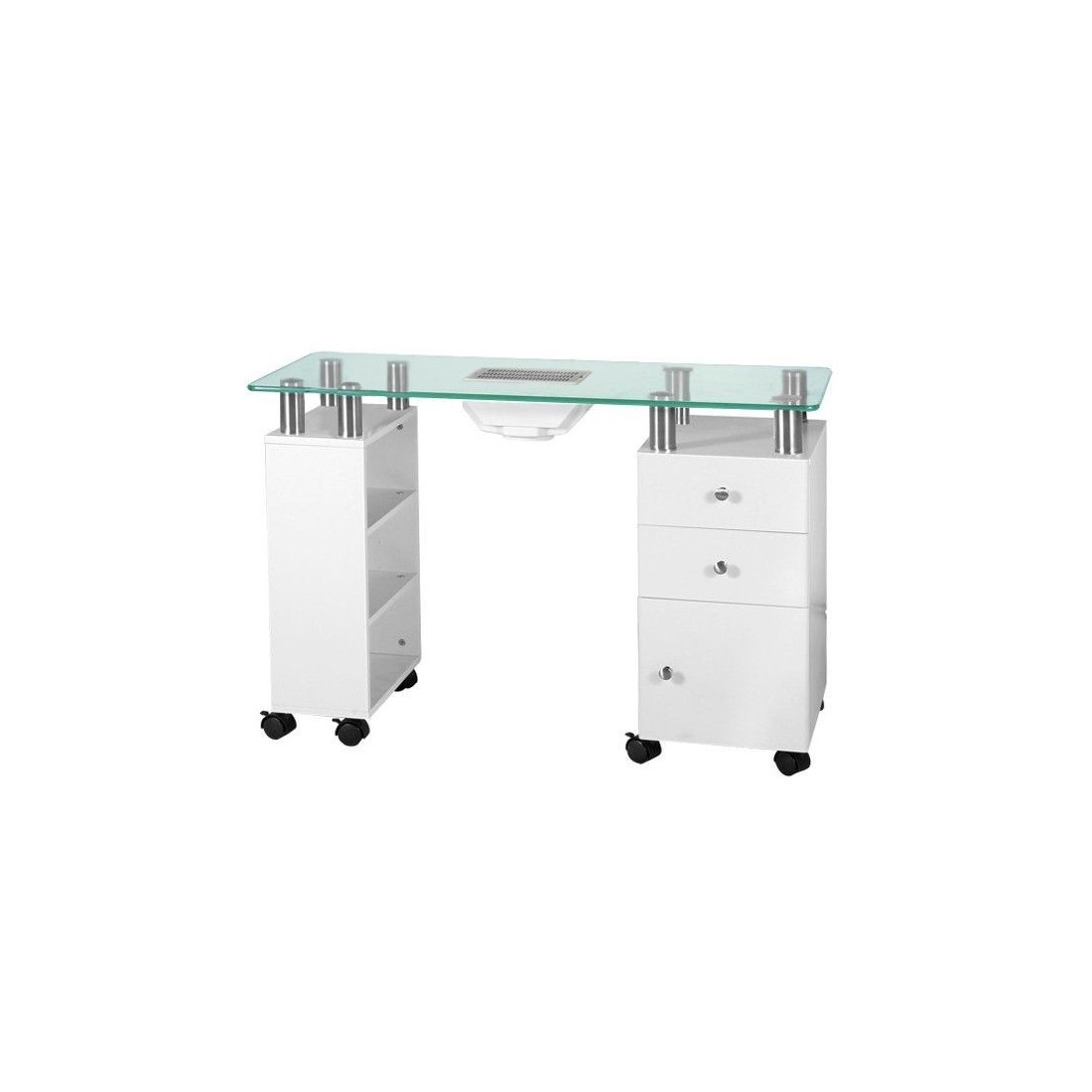 BIURKO GLASS Z POCHŁANIACZEM 013B BIAŁE