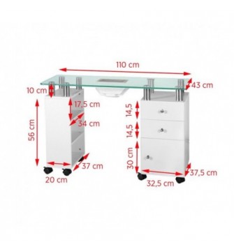 BIURKO GLASS Z POCHŁANIACZEM 013B BIAŁE