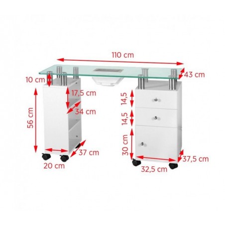 BIURKO GLASS Z POCHŁANIACZEM 013B BIAŁE