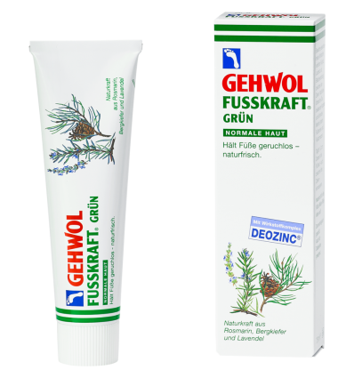 Gehwol Fusskraft Green normalios pėdų odos kremas su Deozinc