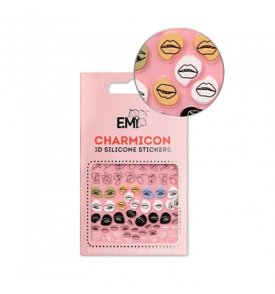 E.Mi Charmicon 3D Silikoniniai lipdukai Nr. 125 Lips & Eyes