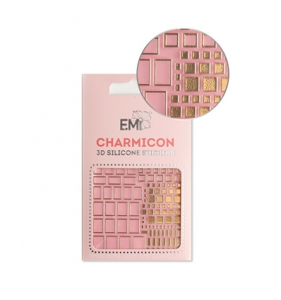 E.Mi Charmicon Silicone Stickers 158 Squares Gold