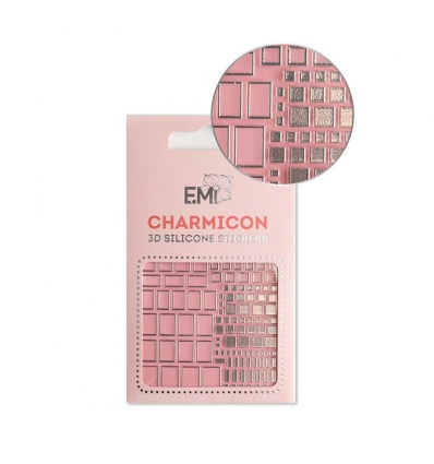 E.Mi Charmicon 3D Silikoniniai lipdukai Nr. 159 Squares Silver