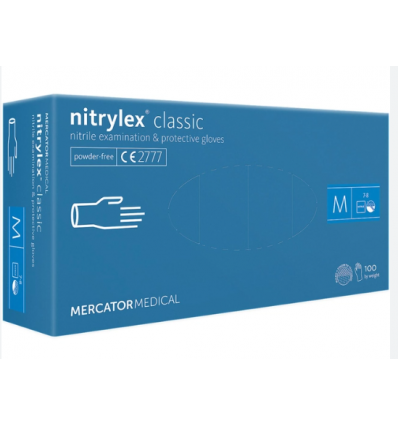Nitrilinės pirštinės žydra "NITRYLEX CLASSIC" 100vnt M