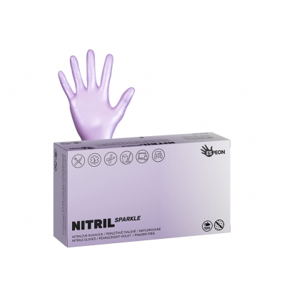 Nitrilinės pirštinės Nitril Sparkle perlamutrinės violetinės M dydis, 100vnt
