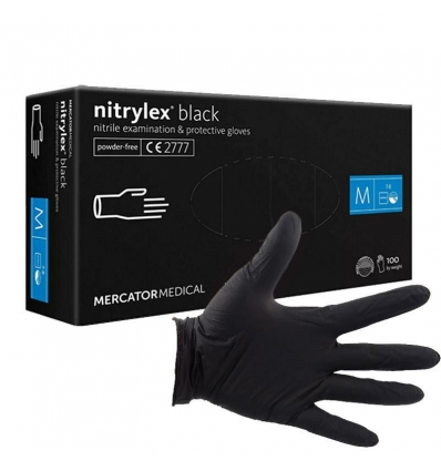 Nitrilinės pirštinės Nitrylex, juodos spalvos, M 100vnt.