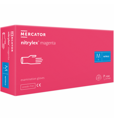 Nitrilinės pirštinės Nitrylex Magenta, rožinės spalvos, M 100vnt.