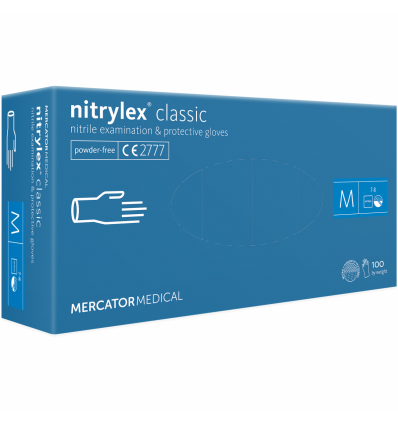 Nitrilinės pirštinės žydra "NITRYLEX CLASSIC" 100vnt M