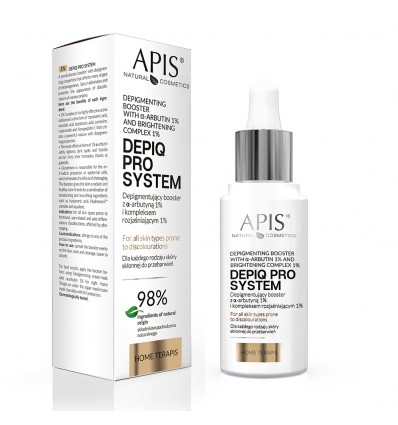 APIS DEPIQ PRO SYSTEM Depigmentacijos serumas su α-arbutinu 1% ir šviesinimo kompleksu 1% 30 ml