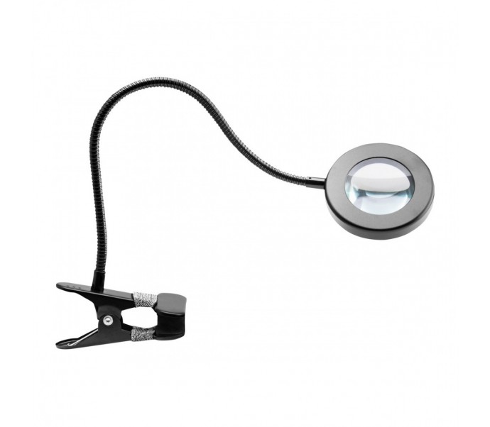 LAMPKA LUPA LED SNAKE RING NA BIURKO CZARNA