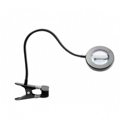 LAMPKA LUPA LED SNAKE RING NA BIURKO CZARNA
