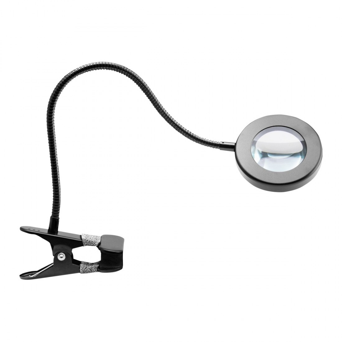 LAMPKA LUPA LED SNAKE RING NA BIURKO CZARNA