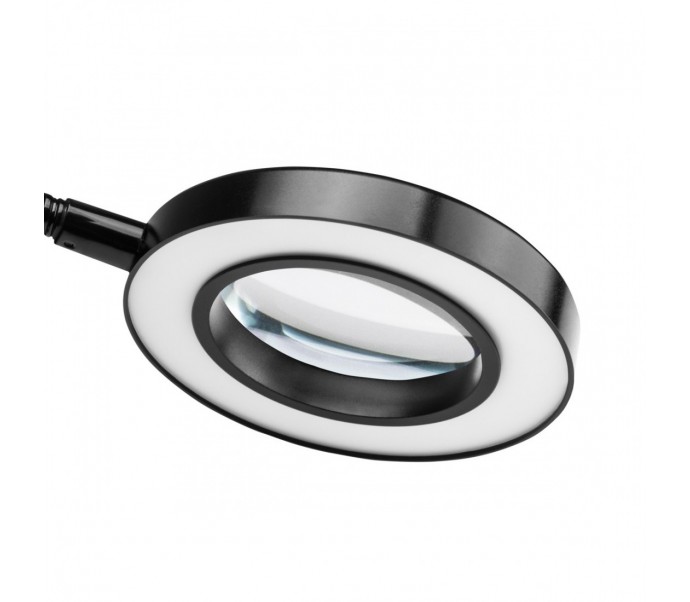 LAMPKA LUPA LED SNAKE RING NA BIURKO CZARNA