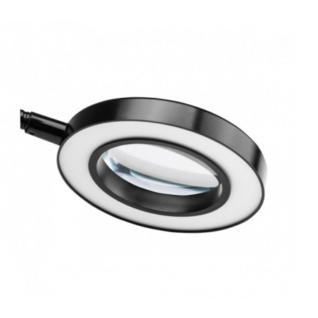 LAMPKA LUPA LED SNAKE RING NA BIURKO CZARNA