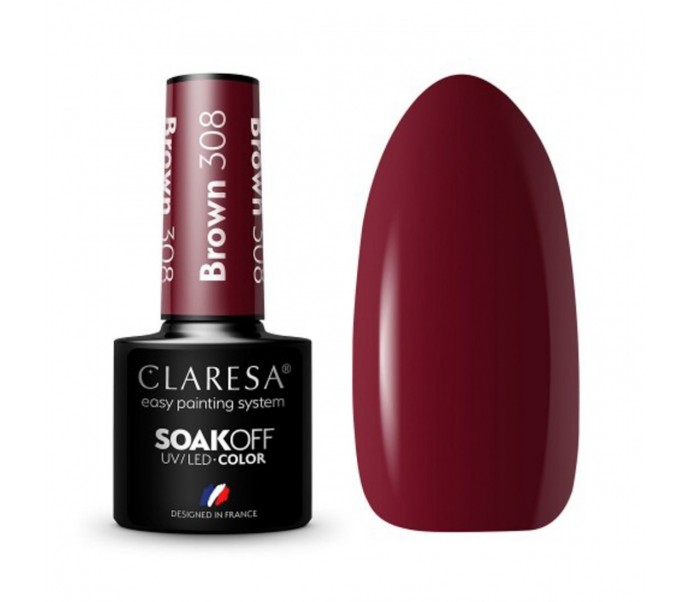 CLARESA Lakier hybrydowy BROWN 308 -5g