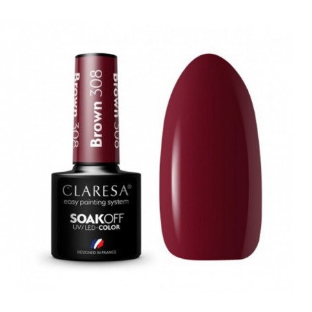 CLARESA Lakier hybrydowy BROWN 308 -5g