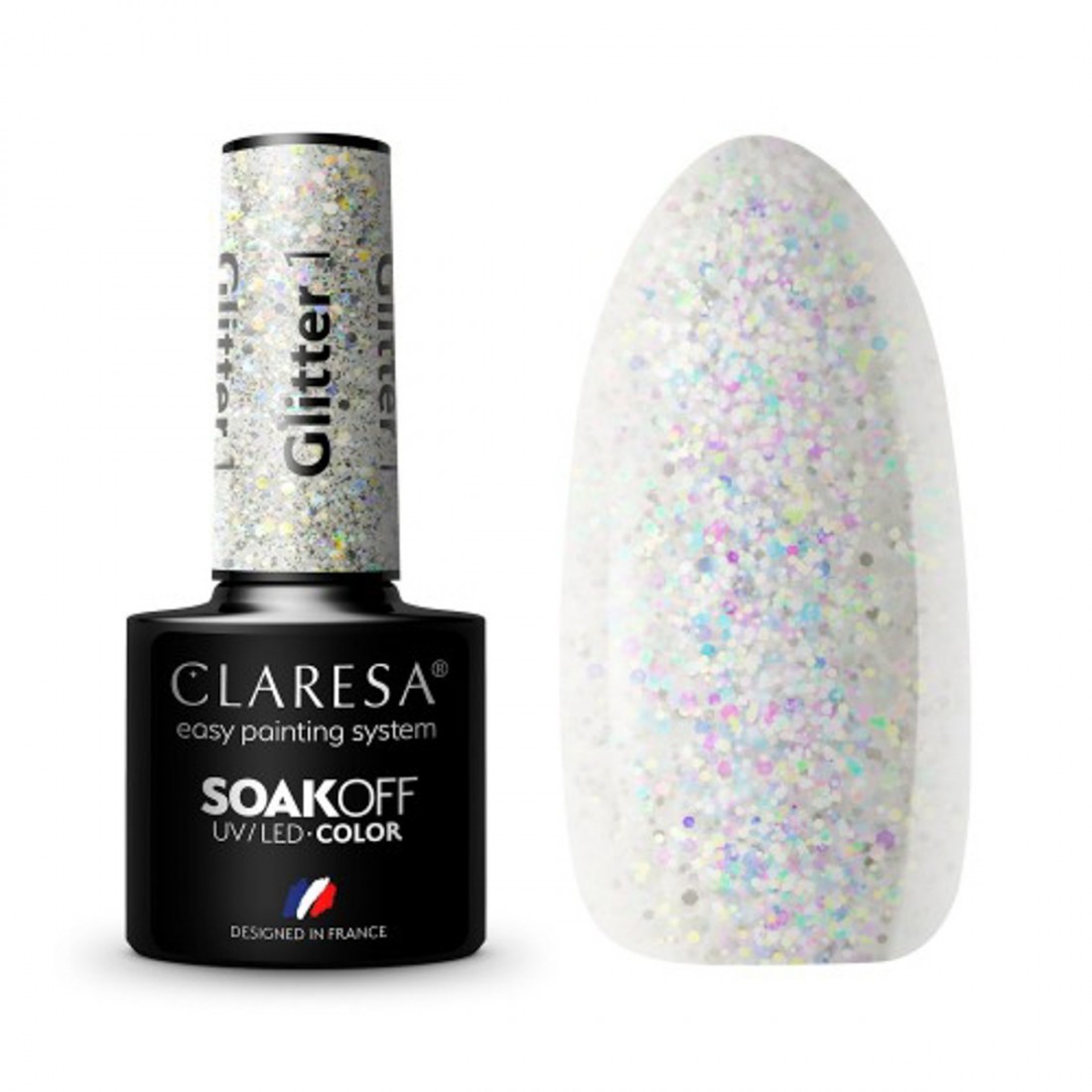 CLARESA Hibridinis gelinis lakas (GLITTER 1) -5g