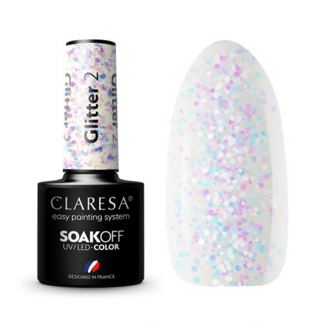 CLARESA Hibridinis gelinis lakas (GLITTER 2) -5g