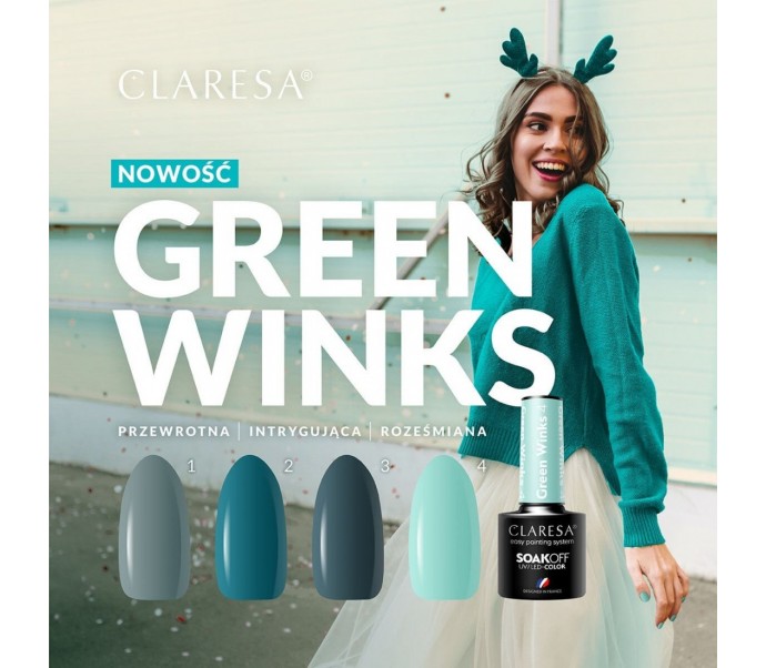 CLARESA lakier hybrydowy GREEN WINKS 4 -5g