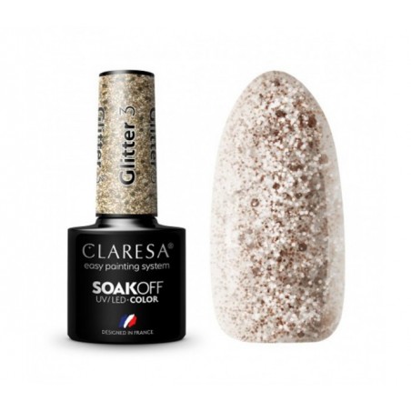 CLARESA Hibridinis nagų lakas GLITTER 3, 5g