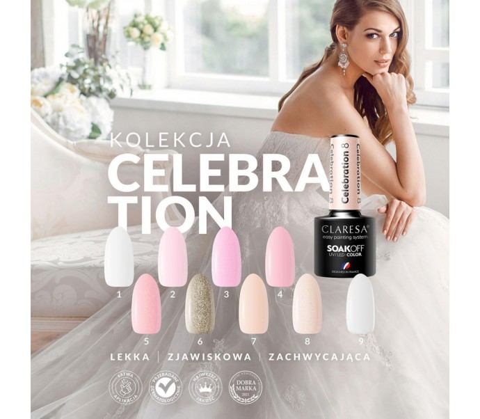 CLARESA Hibridinis nagų lakas CELEBRATION 5, 5g