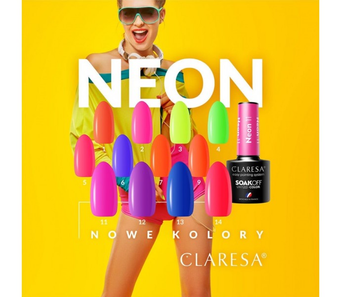 CLARESA Hibridinis nagų lakas NEON 14 , 5g